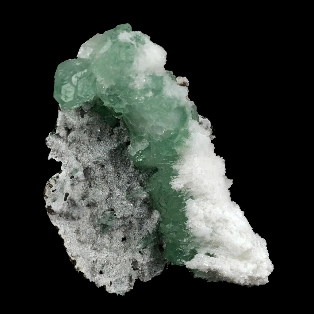 Apophyllite Green with Scolecite on Chalcedony Natural Mineral Specimen - image 4