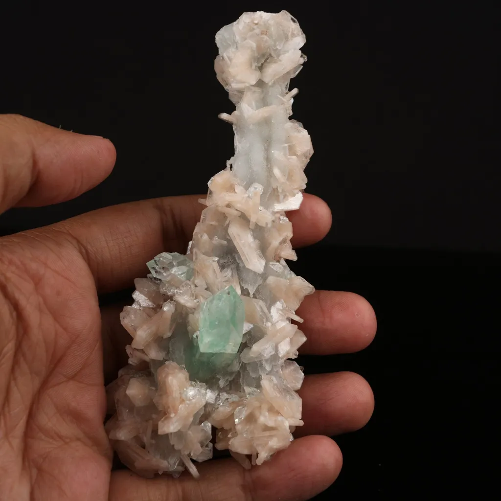Apophyllite Green with Stilbite and Chalcedony Natural Mineral Specimen - image 4
