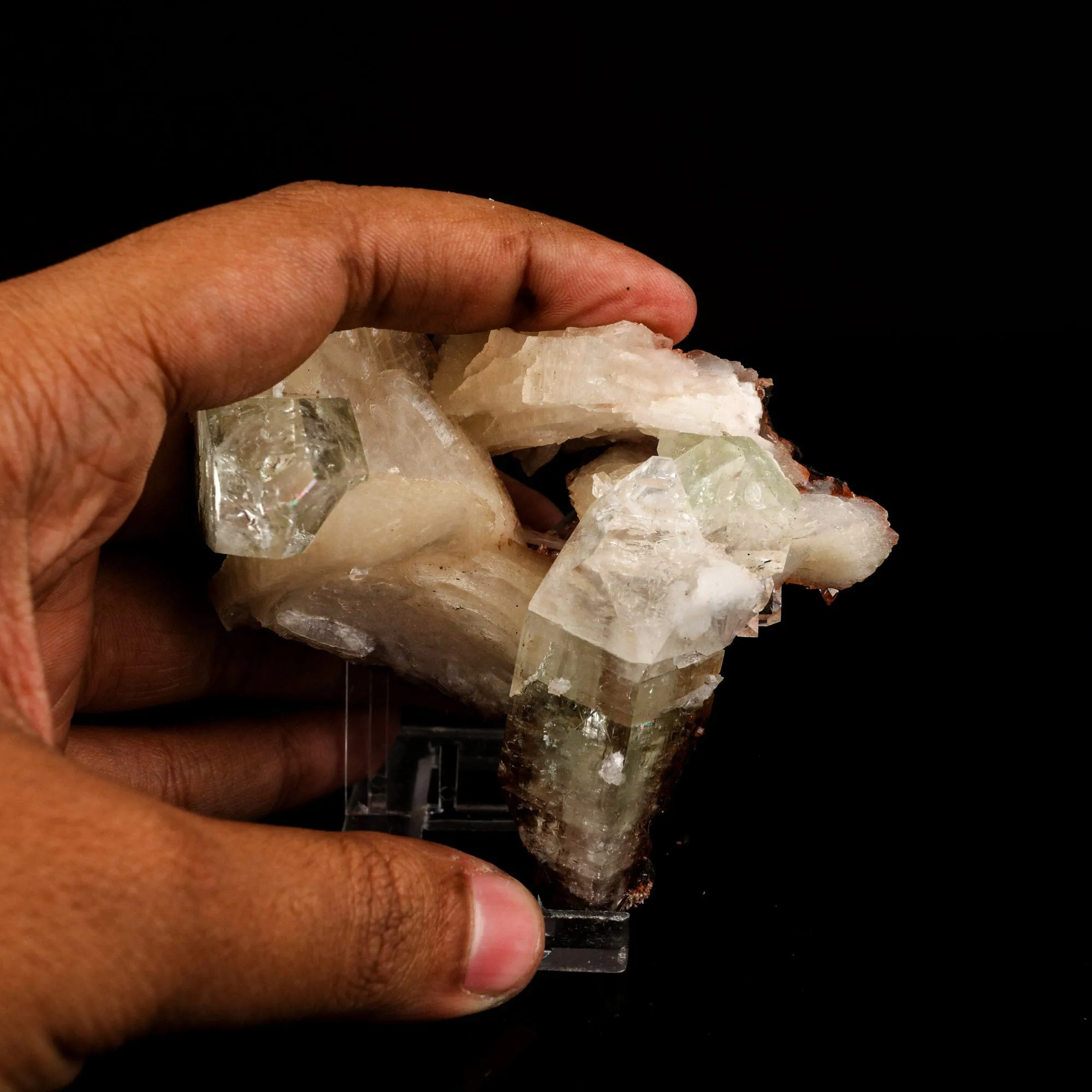 Apophyllite green with Stilbite Natural Mineral Specimen - image 3