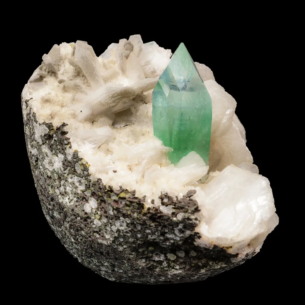 Apophyllite green with Stilbite Natural Mineral Specimen image