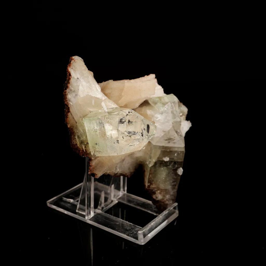 Apophyllite green with Stilbite Natural Mineral Specimen image