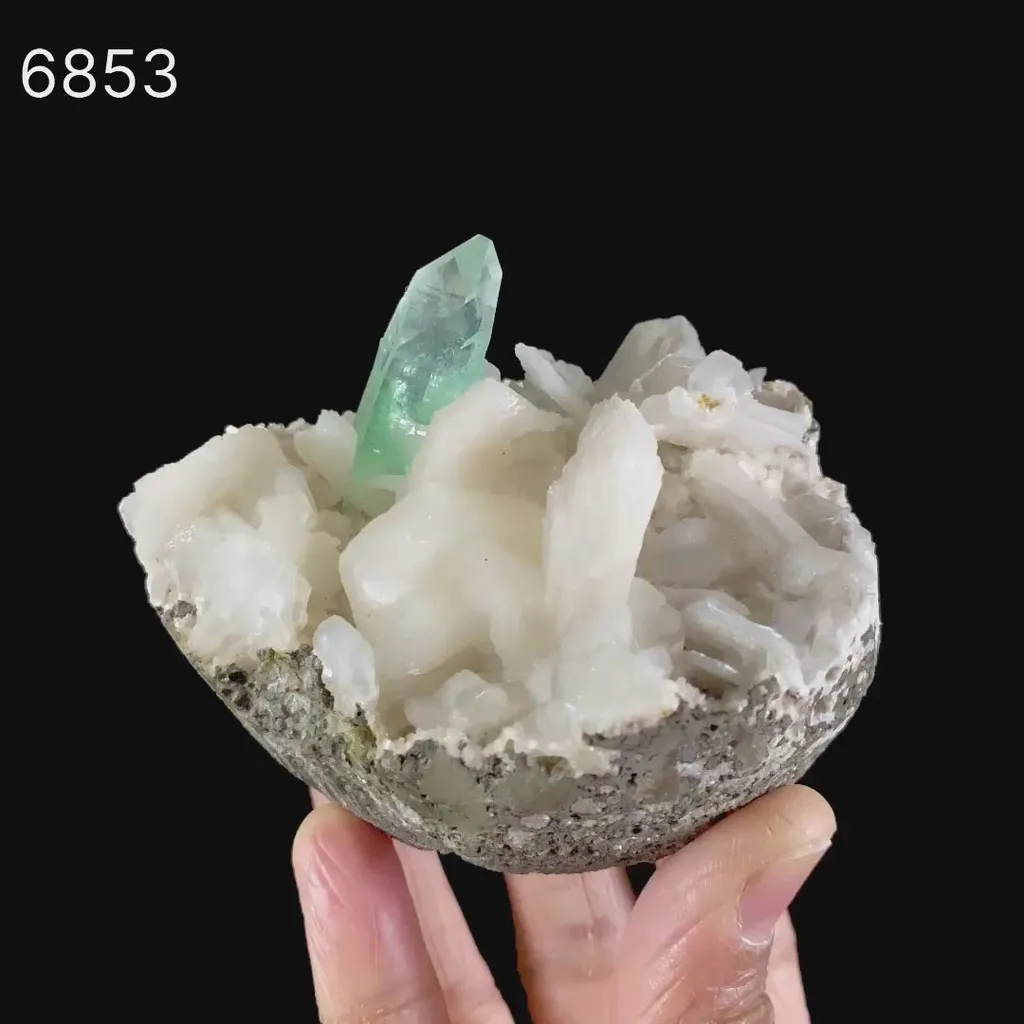 Apophyllite green with Stilbite Natural Mineral Specimen - image 6