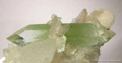 Apophyllite Impaled on Stilbite, on Quartz Pseudomorphs After Calcite - image 3