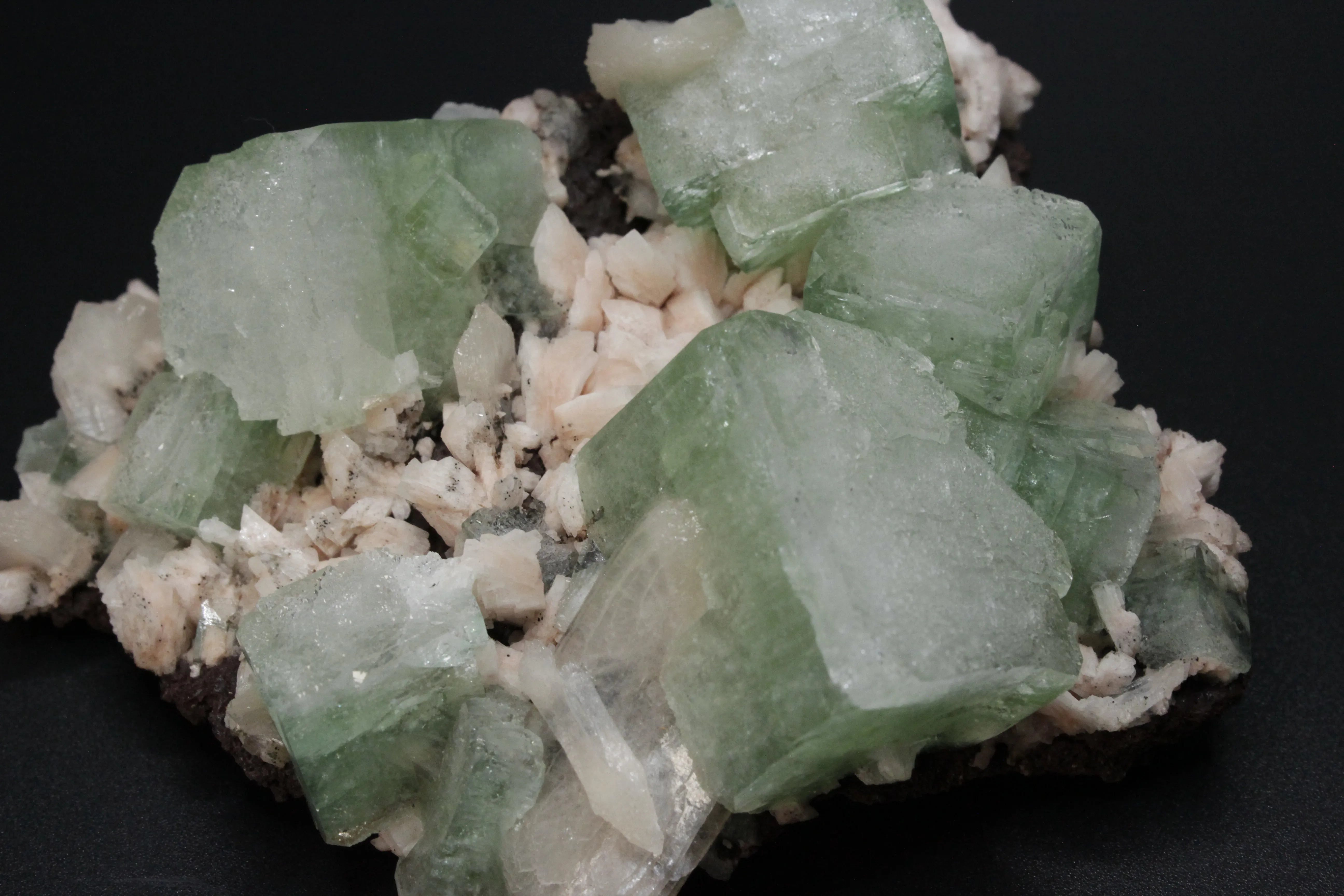 Apophyllite, light green crystals on Stilbite matrix - image 2