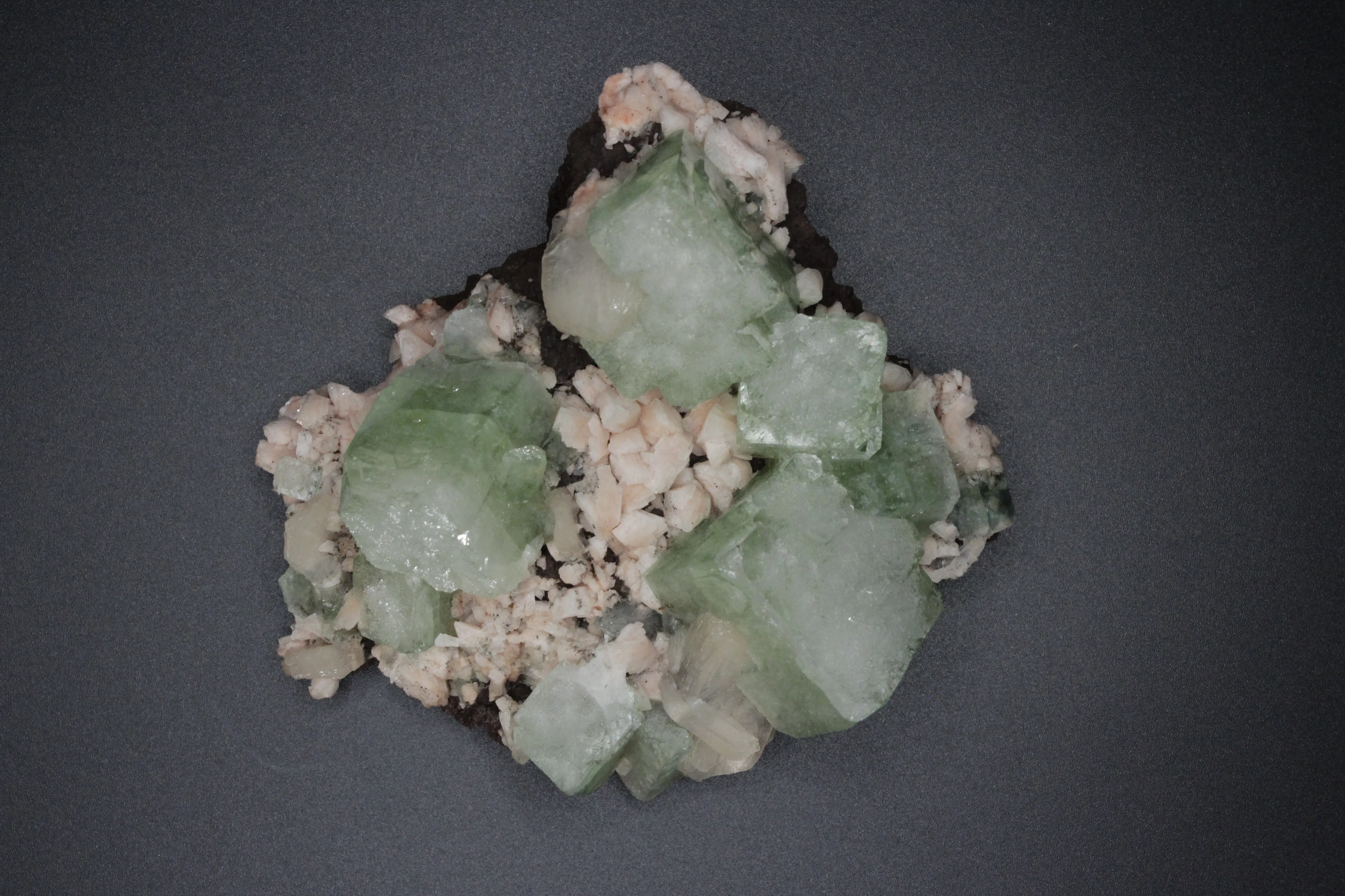 Apophyllite, light green crystals on Stilbite matrix - image 3