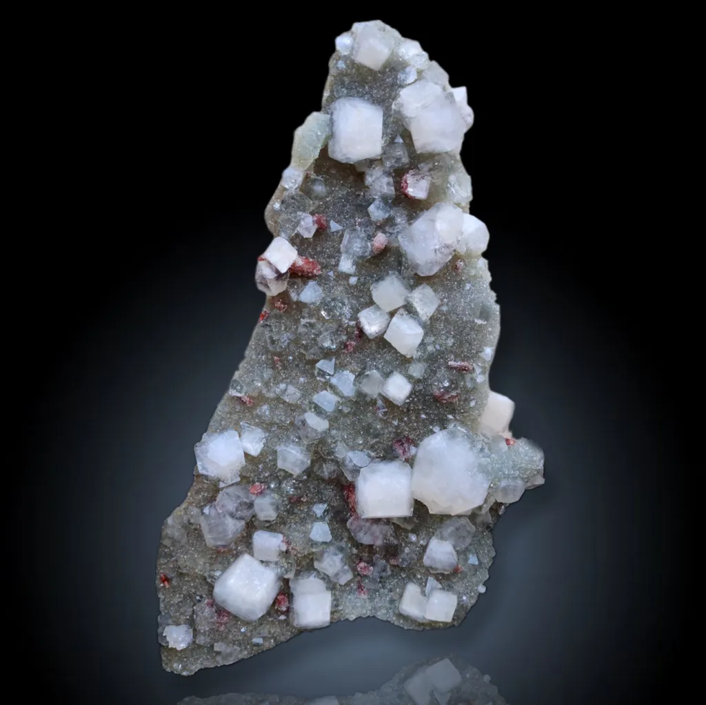 Apophyllite with Red Stilbite On Chalcedony