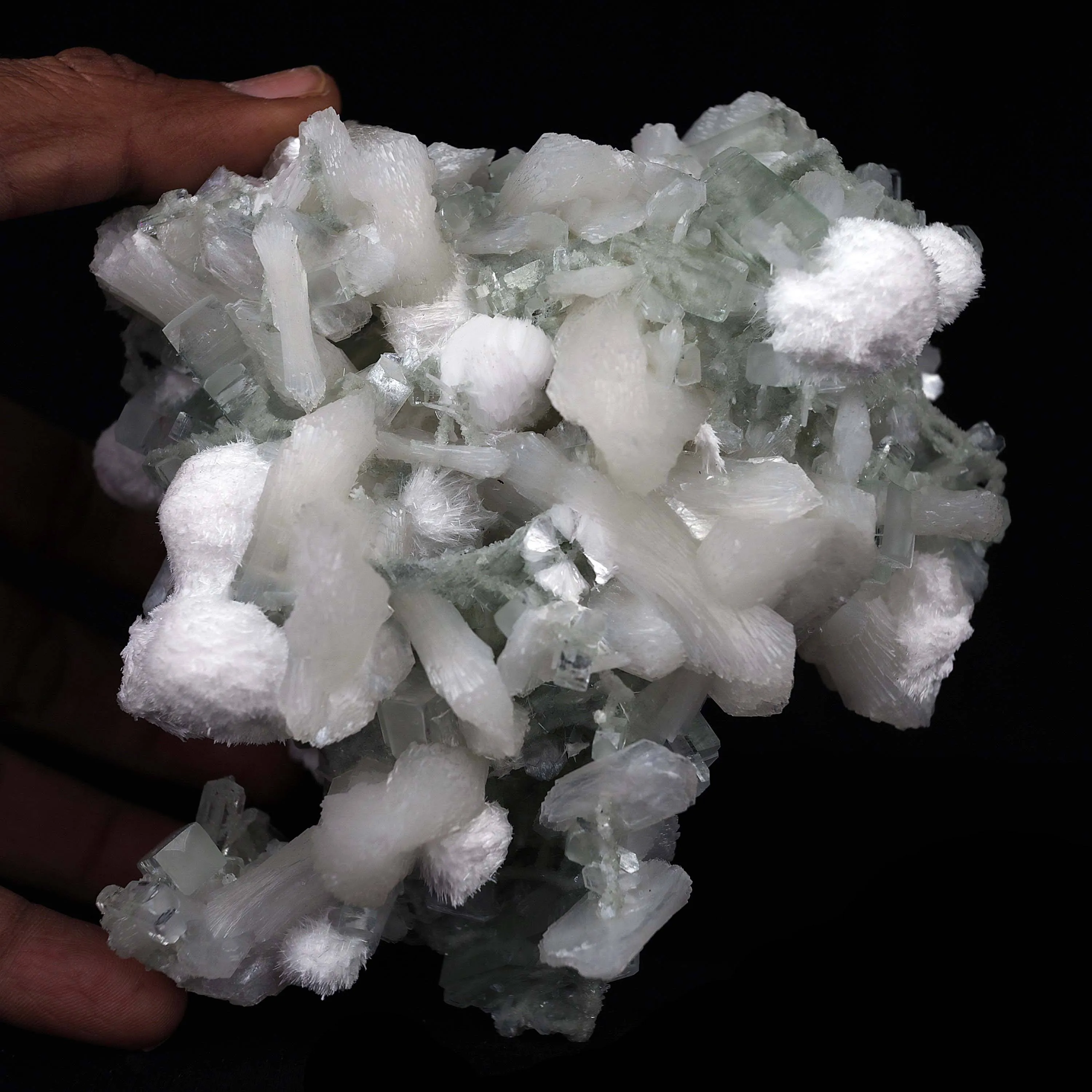 Apophyllite with Stilbite, Mordenite Natural Mesh Formation - image 4