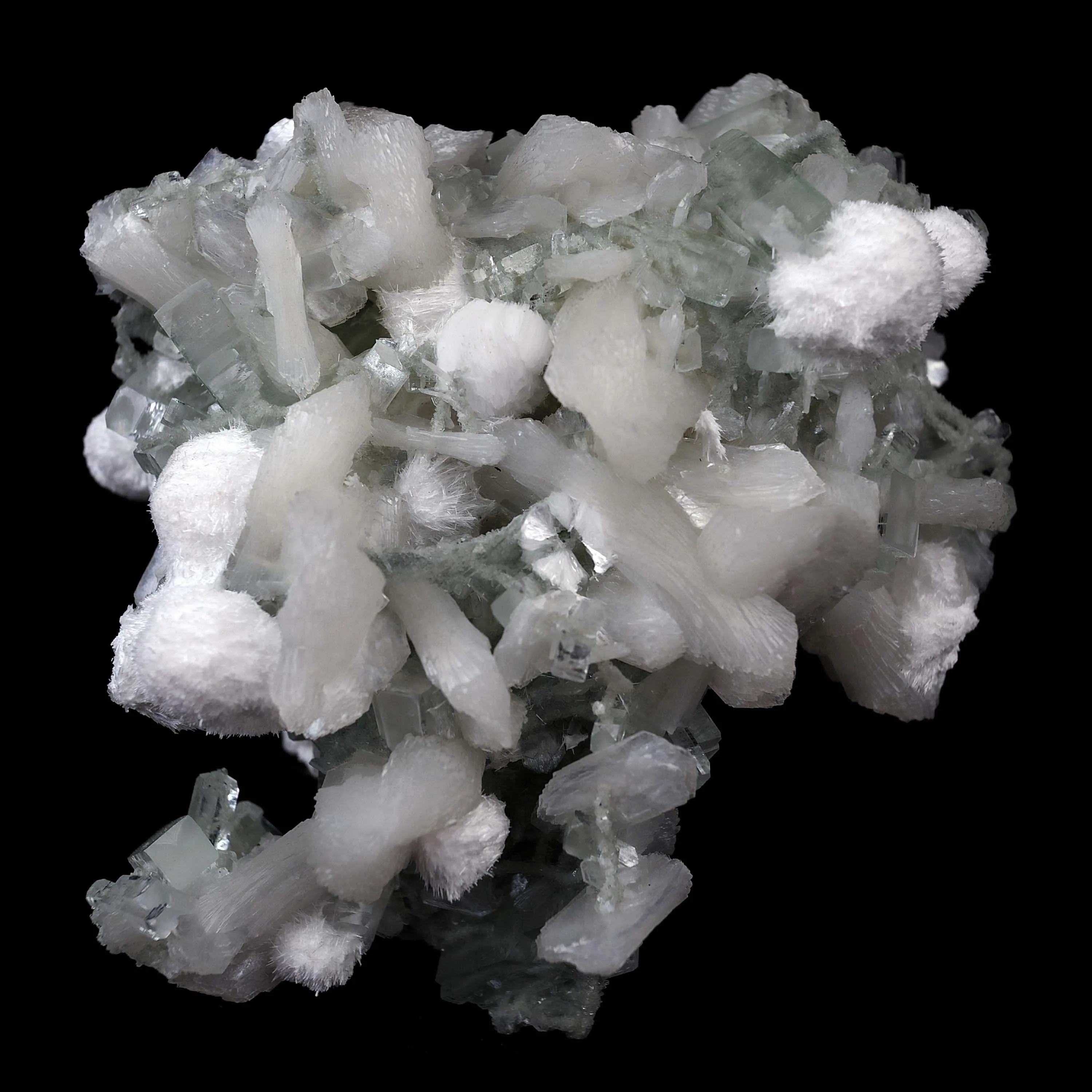 Apophyllite with Stilbite, Mordenite Natural Mesh Formation - image 1
