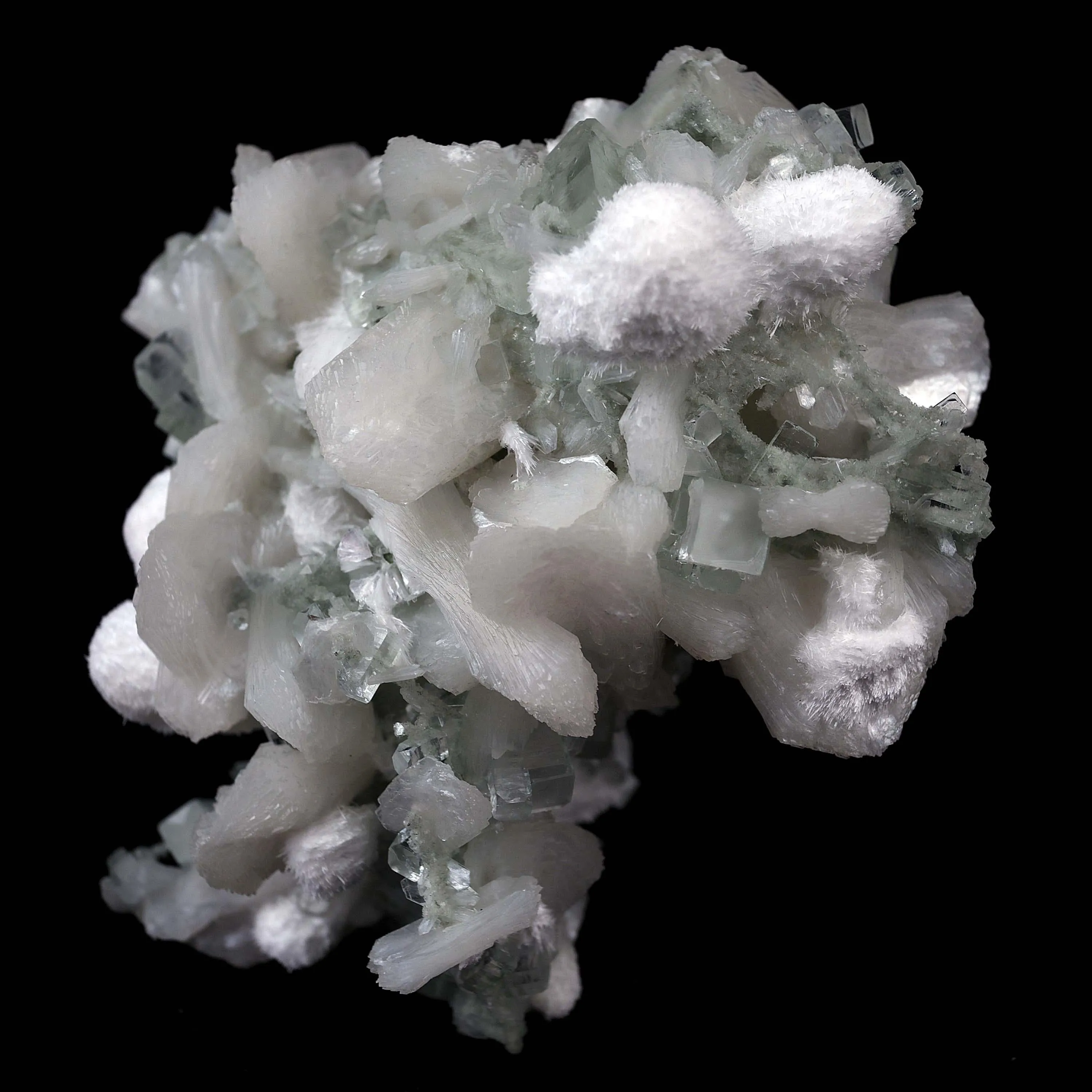 Apophyllite with Stilbite, Mordenite Natural Mesh Formation - image 2