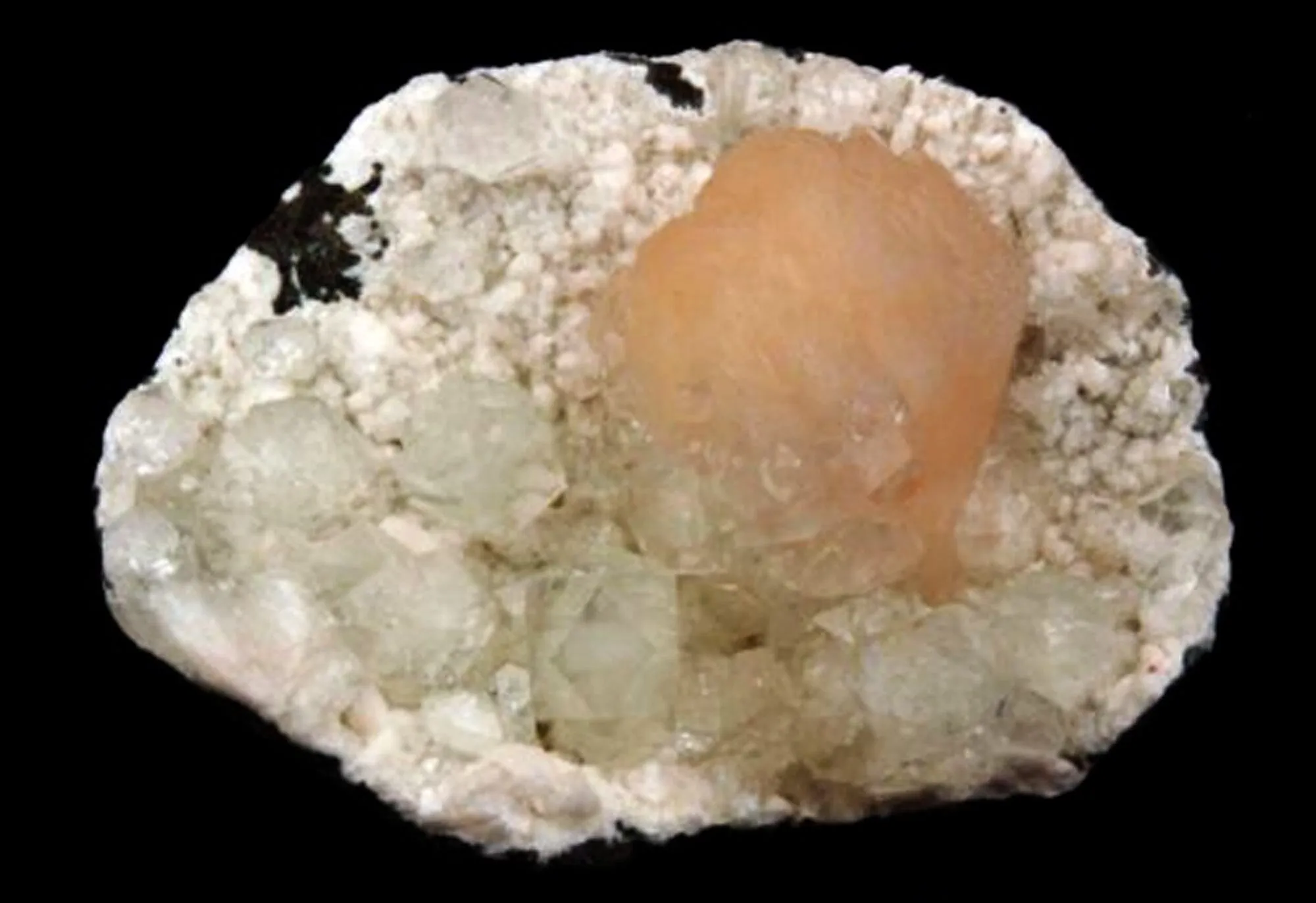 Apophyllite with Stilbite on Chalcedony Natural Mineral Specimen - image 2