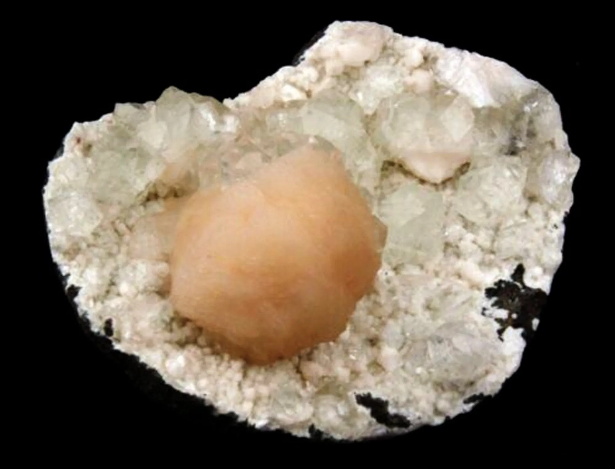 Apophyllite with Stilbite on Chalcedony Natural Mineral Specimen - image 5