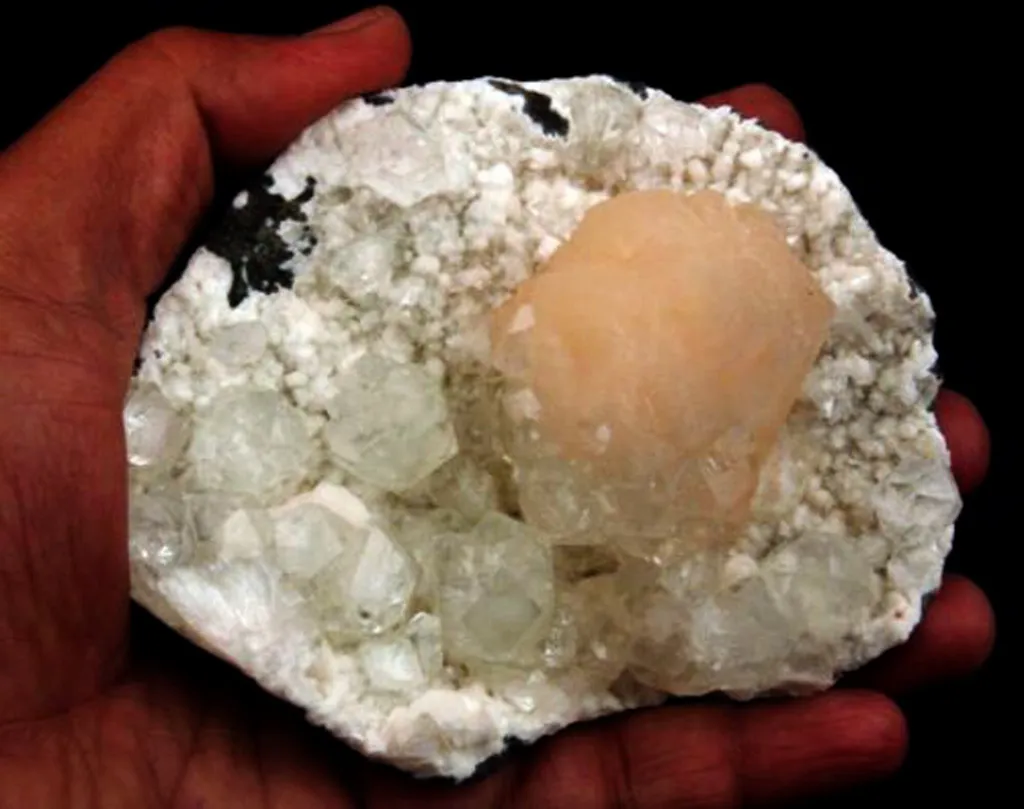 Apophyllite with Stilbite on Chalcedony Natural Mineral Specimen image