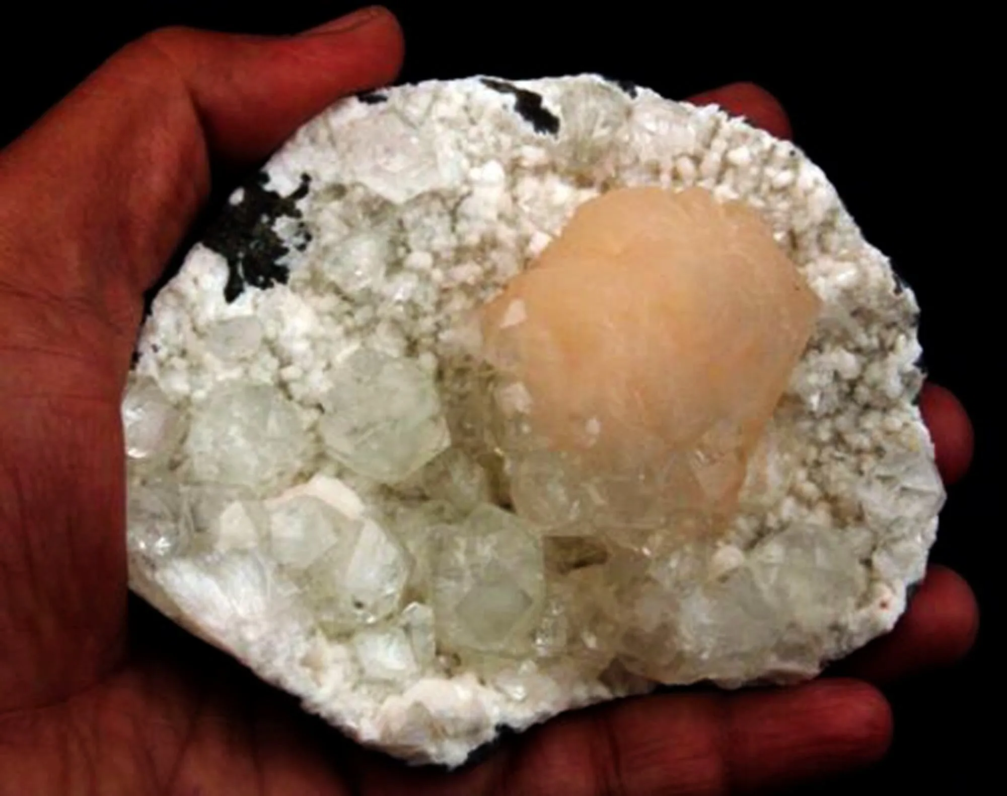 Apophyllite with Stilbite on Chalcedony Natural Mineral Specimen - image 1