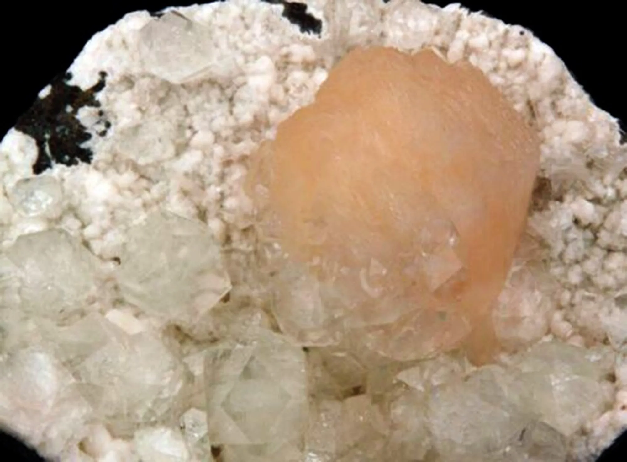 Apophyllite with Stilbite on Chalcedony Natural Mineral Specimen - image 3