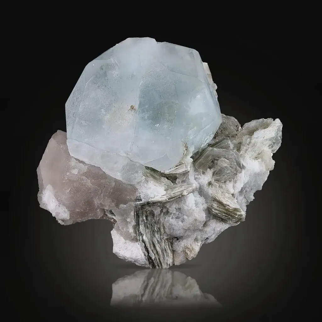 Aqua-Morganite on Muscovite image