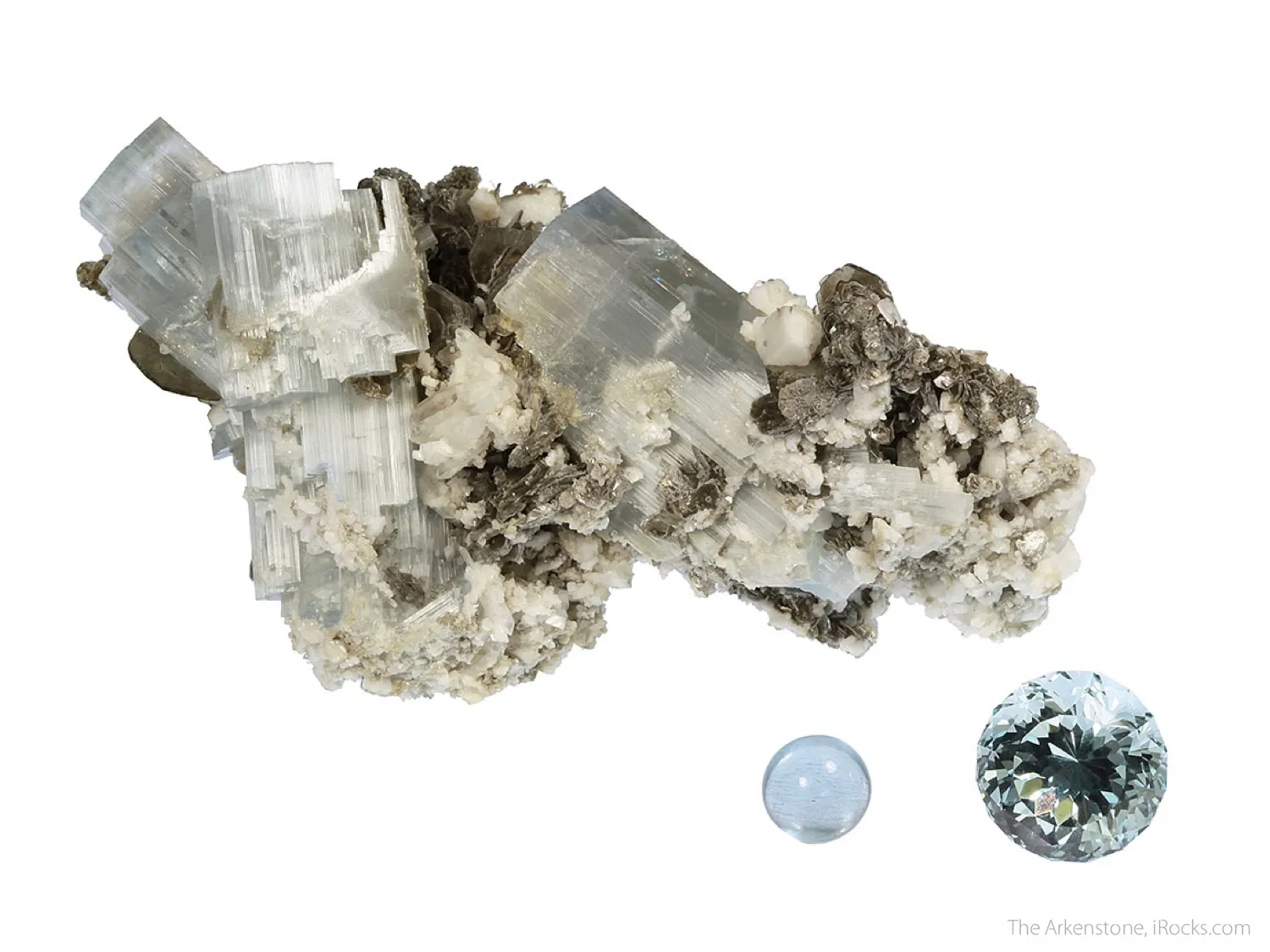 Aquamarine (3 piece rough and cut set) - image 1