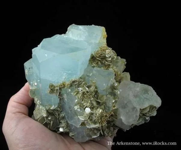 Aquamarine and Fluorite on Muscovite - image 5