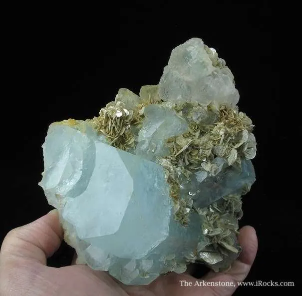 Aquamarine and Fluorite on Muscovite - image 3