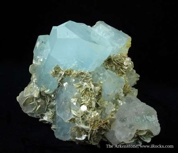 Aquamarine and Fluorite on Muscovite - image 2