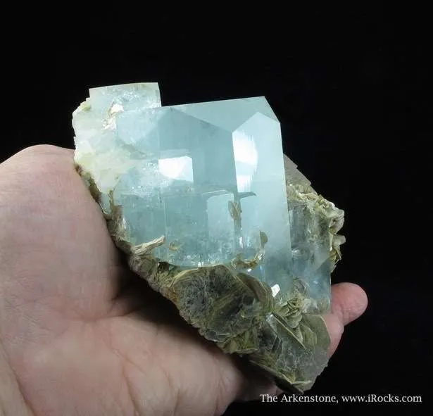 Aquamarine and Fluorite on Muscovite - image 4