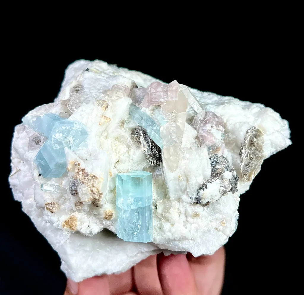 Aquamarine, Apatite, Quartz And Mica On Feldspar From Pakistan - image 4