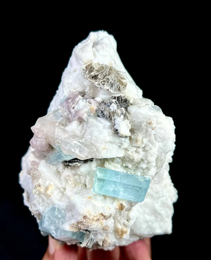 Aquamarine, Apatite, Quartz And Mica On Feldspar From Pakistan image