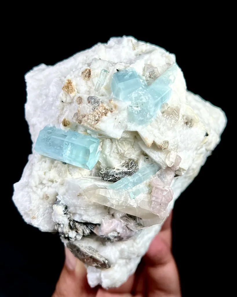 Aquamarine, Apatite, Quartz And Mica On Feldspar From Pakistan - image 5