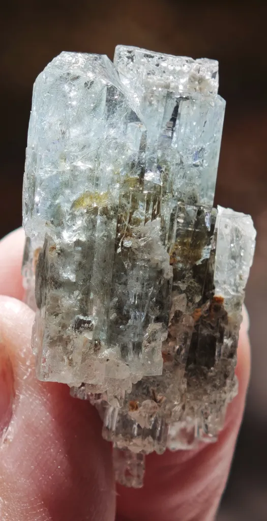 Aquamarine (Beryl) from Erongo, Namibia. Highly aesthetic, sky-blue, Aquamarine crystals showing sharp vertical high vitreous luster. - image 5