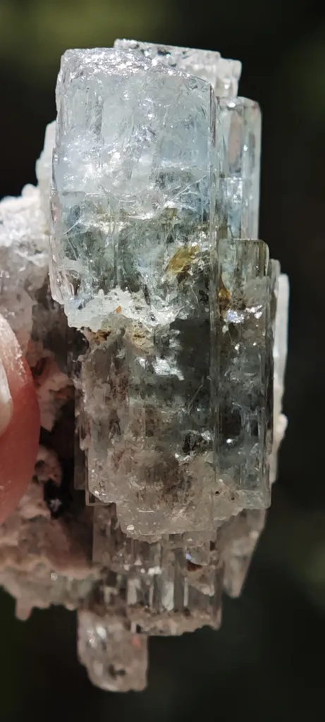 Aquamarine (Beryl) from Erongo, Namibia. Highly aesthetic, sky-blue, Aquamarine crystals showing sharp vertical high vitreous luster. - image 7