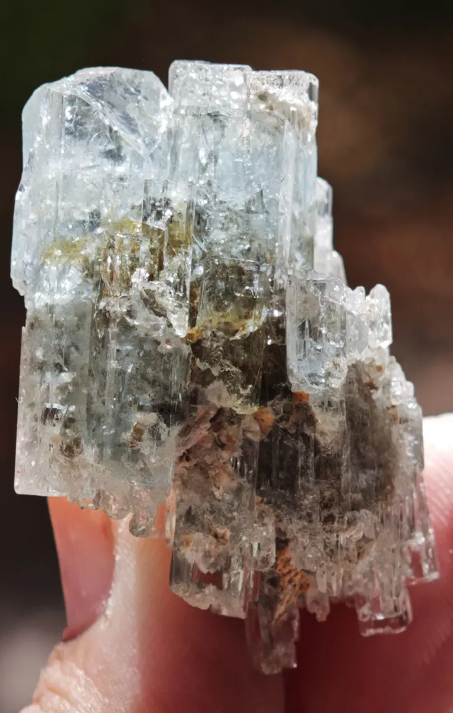 Aquamarine (Beryl) from Erongo, Namibia. Highly aesthetic, sky-blue, Aquamarine crystals showing sharp vertical high vitreous luster. - image 4