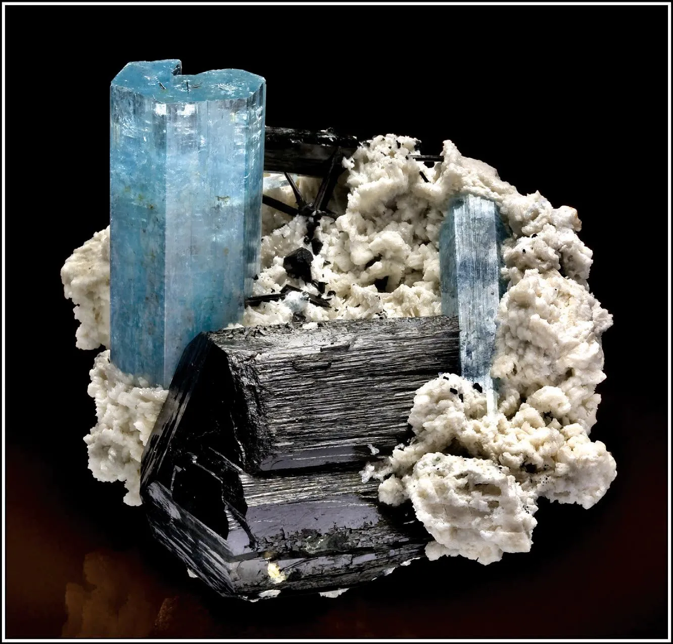Aquamarine (Beryl), Schorl - image 1