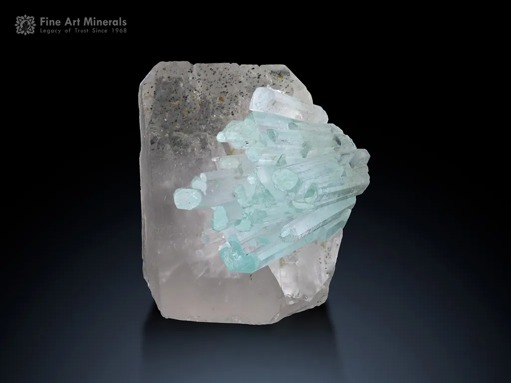 Aquamarine cluster with Quartz from Shigar Pakistan image