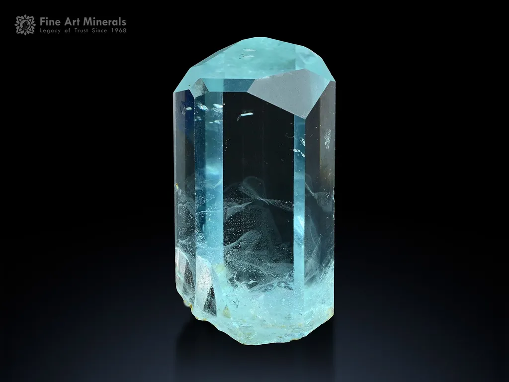 Aquamarine Crystal with Schorl from Shigar Pakistan image