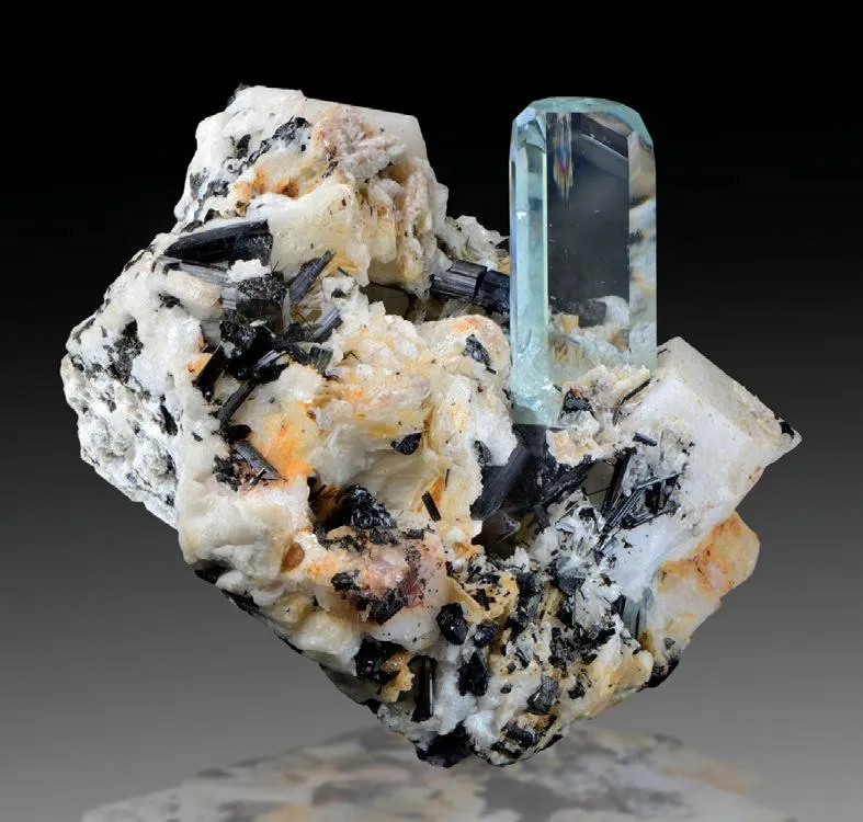 Aquamarine, Feldspar, Schorl image