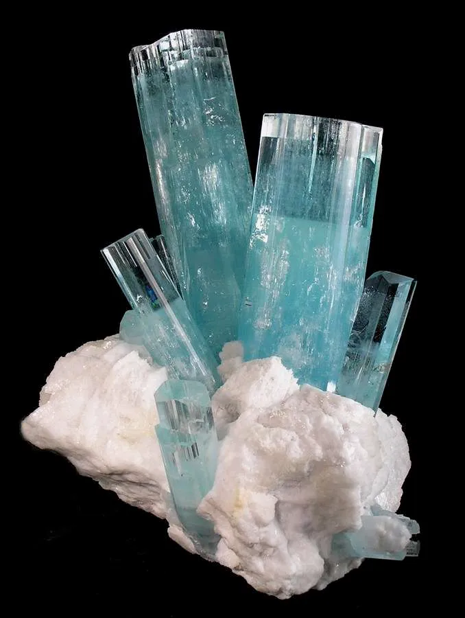 Aquamarine on Albite image