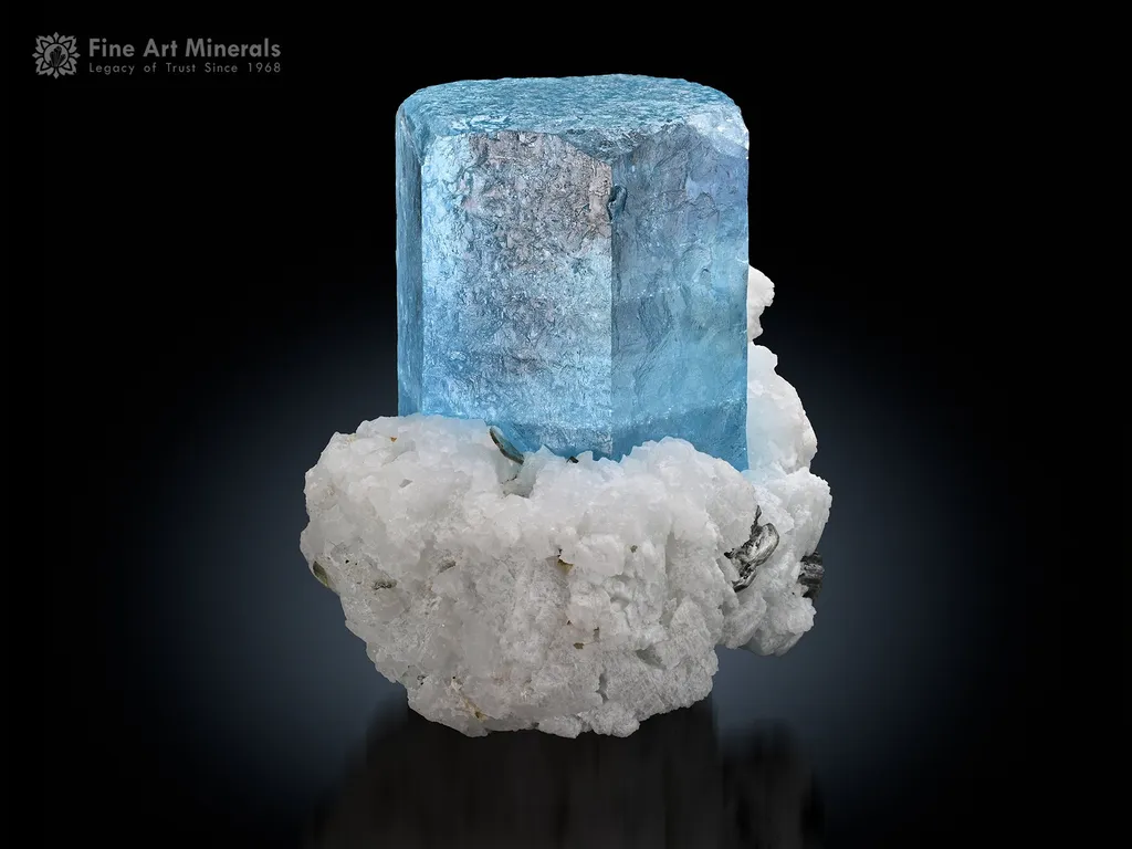 Aquamarine on Albite from Nyt Bruk Mine Pakistan image
