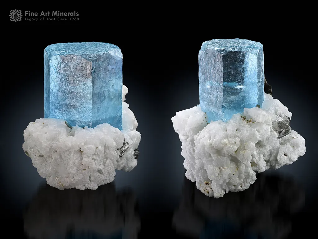 Aquamarine on Albite from Nyt Bruk Mine Pakistan image