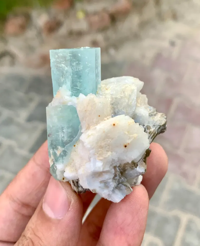 Aquamarine on Albite from Pakistan - image 4