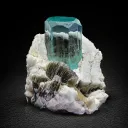 Aquamarine on Albite with Muscovite - image 2
