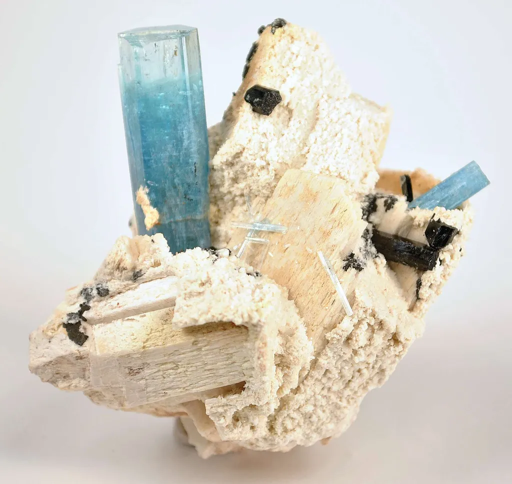 Aquamarine on Feldspar - image 2