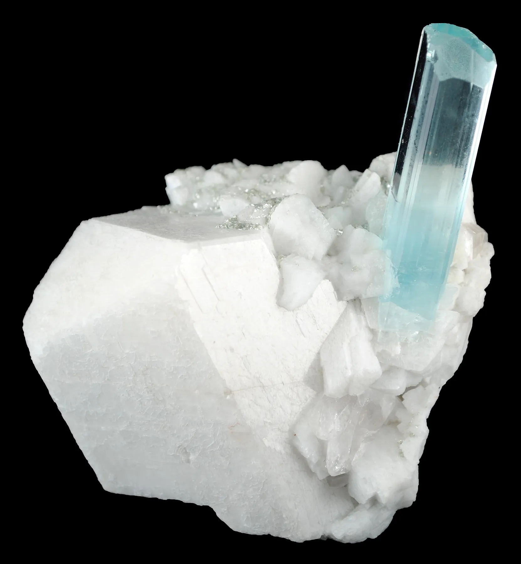 Aquamarine on Feldspar With Albite - image 1
