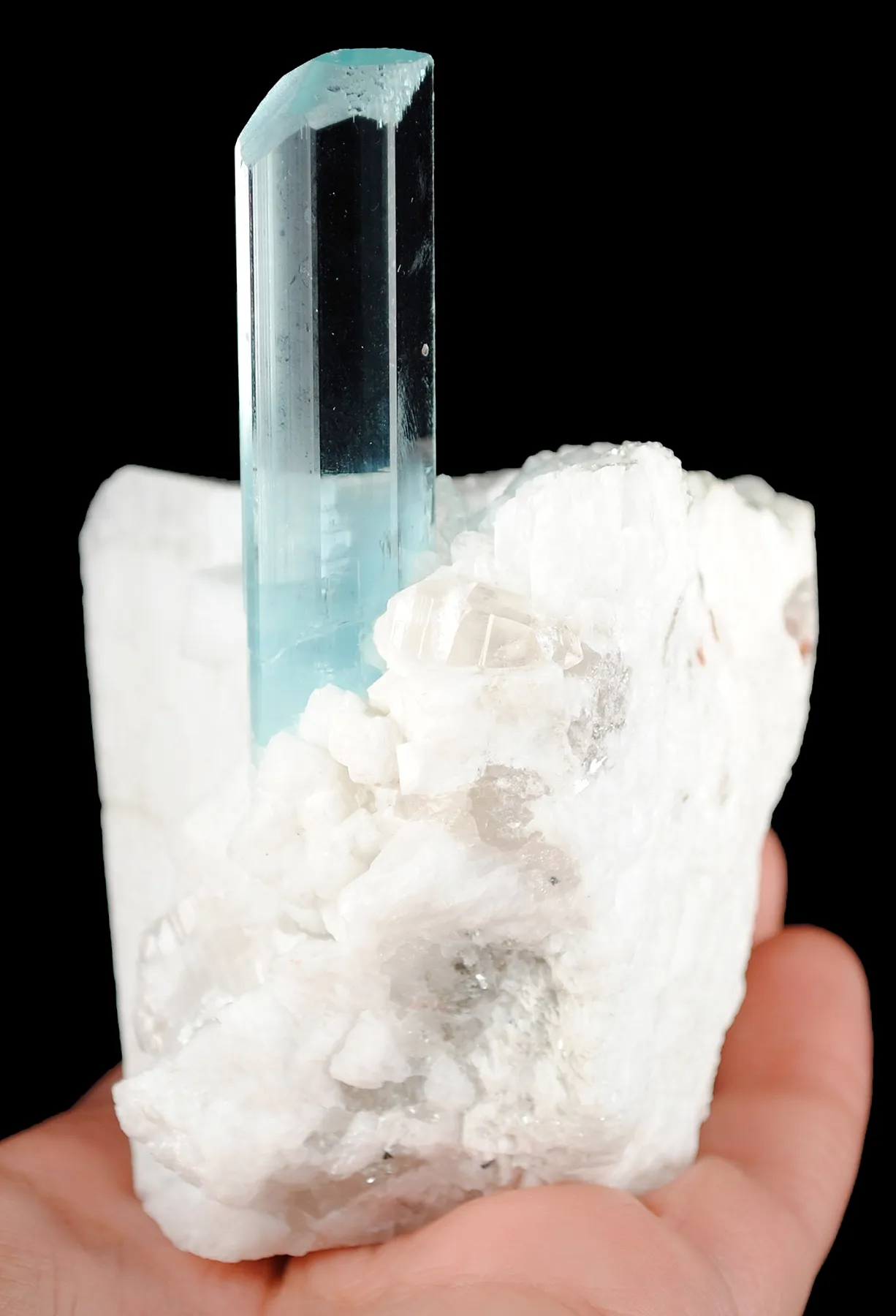 Aquamarine on Feldspar With Albite - image 6