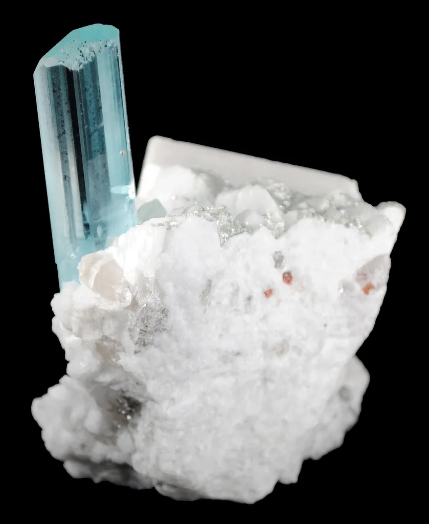 Aquamarine on Feldspar With Albite - image 4