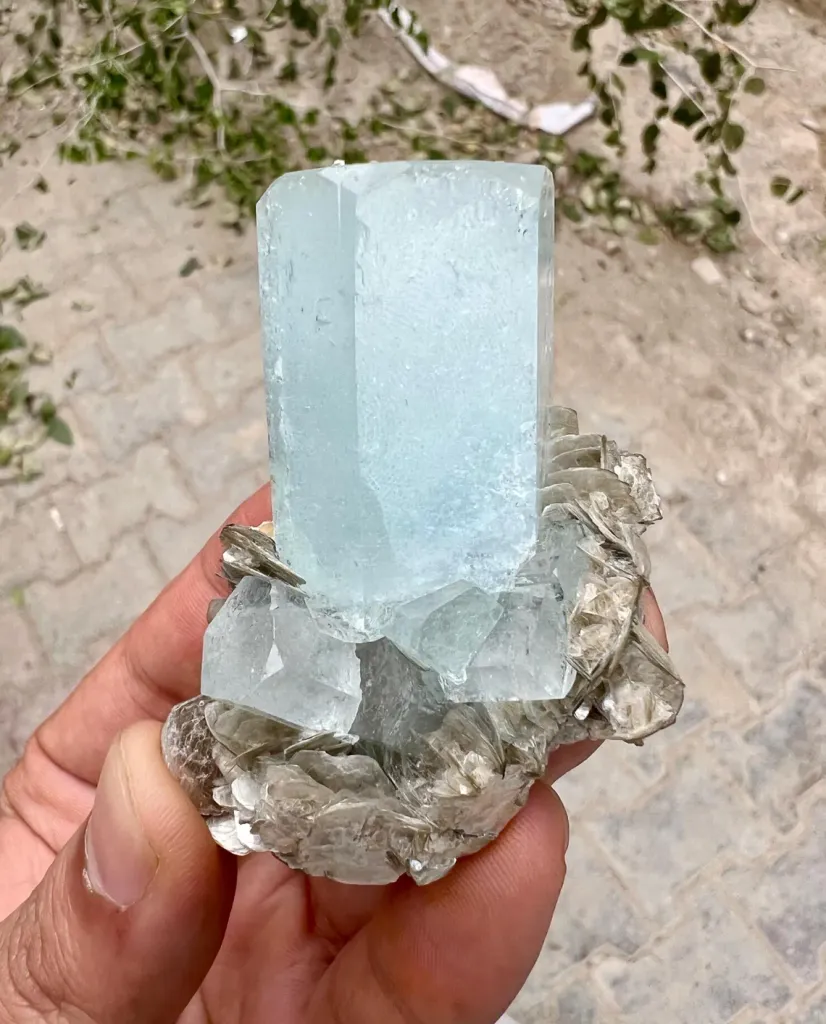 Aquamarine on Mica from Pakistan image