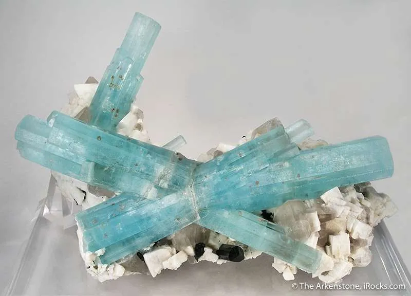 Aquamarine on Quartz and Feldspar, "The Bowtie" image