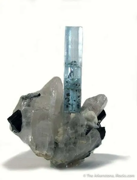 Aquamarine on Quartz With Schorl image