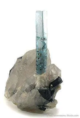Aquamarine on Quartz With Schorl - image 2