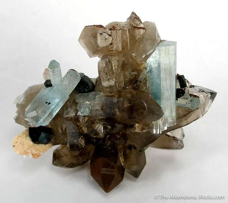Aquamarine on Smoky Quartz image