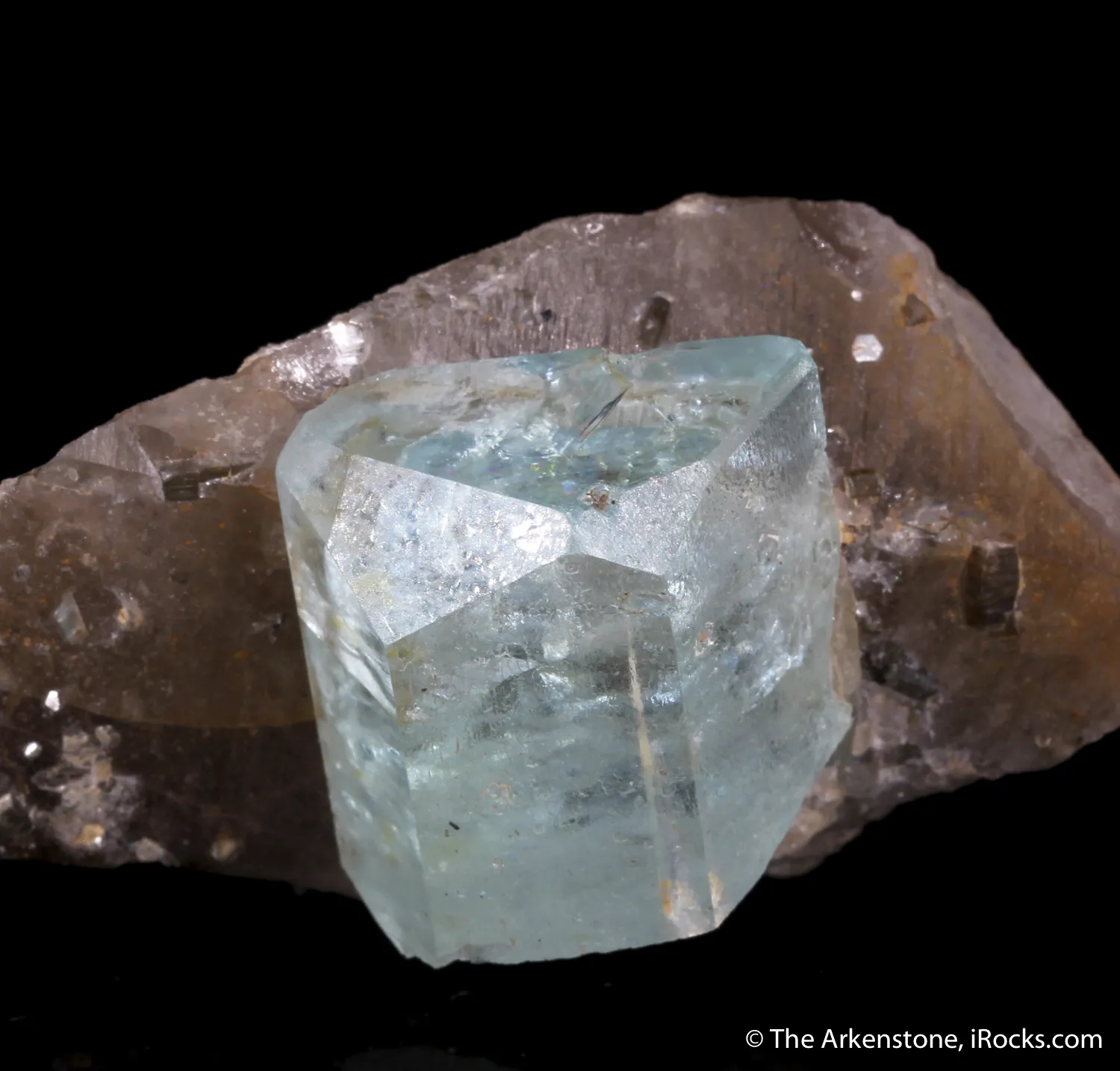 Aquamarine on Smoky Quartz - image 3
