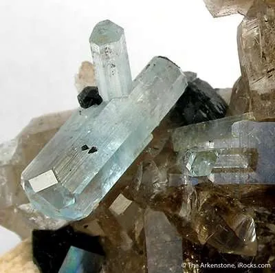 Aquamarine on Smoky Quartz - image 2
